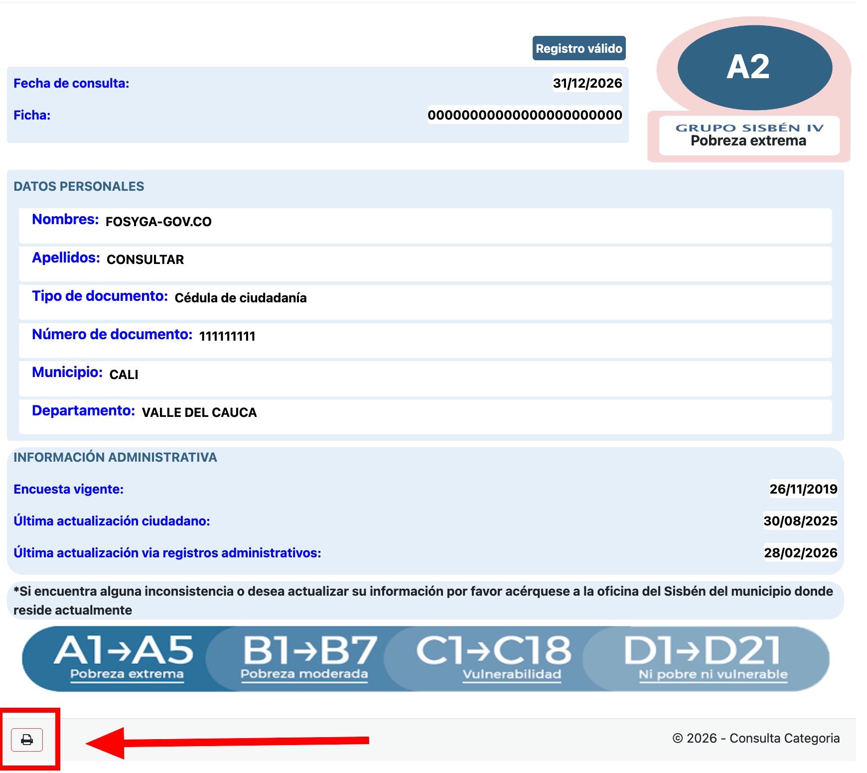 Botón para imprimir certificado