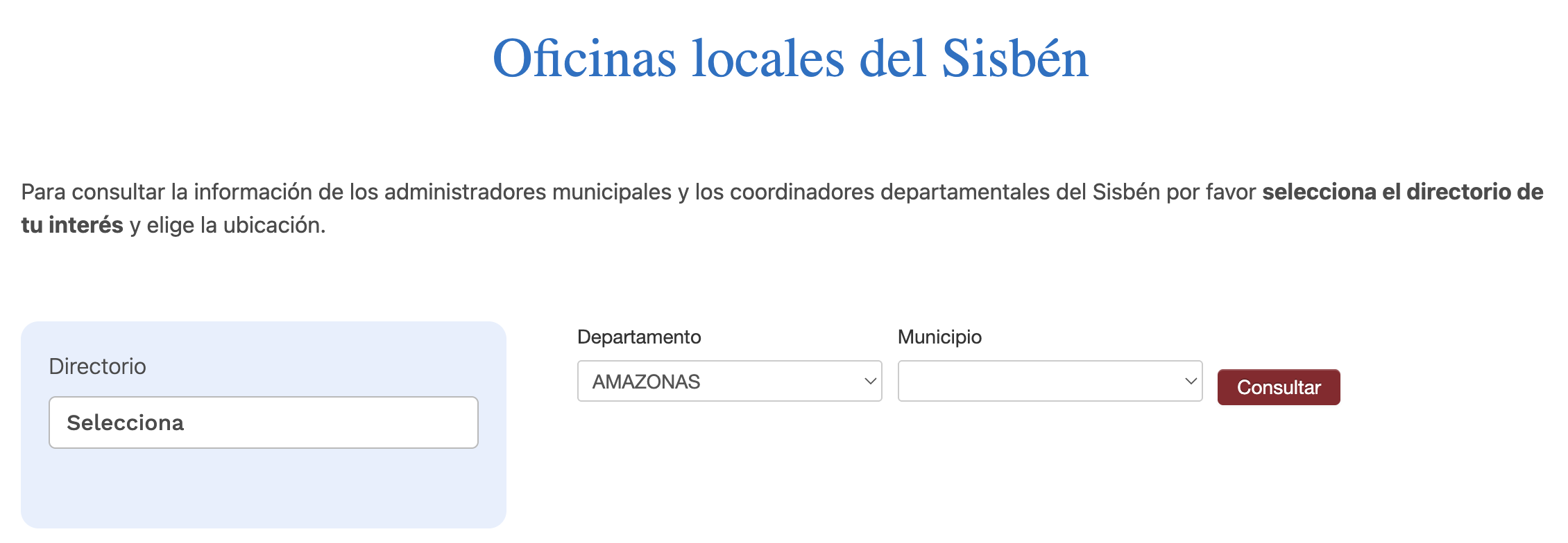 Oficinas del Sisbén